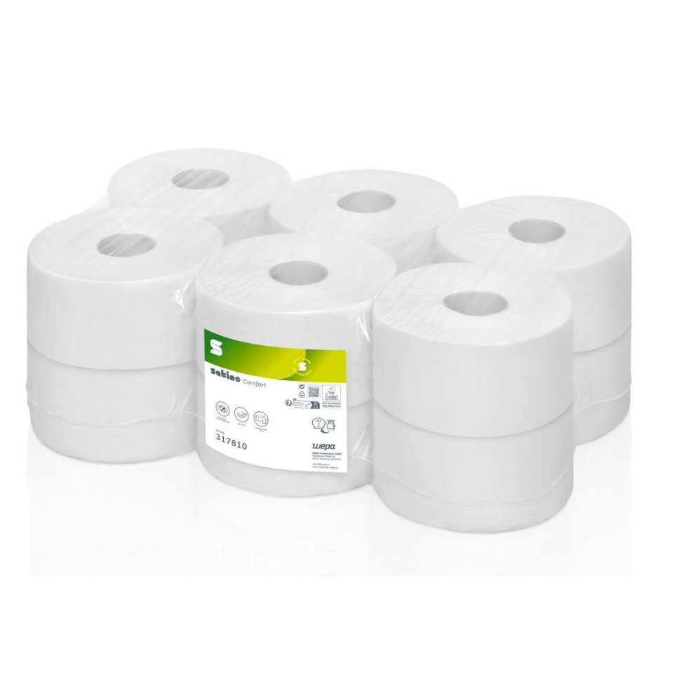 Toaletní papir Satino Jumbo 240, 2 vrstvy, recykl, 180m bal.12ks,  náplň do JT1