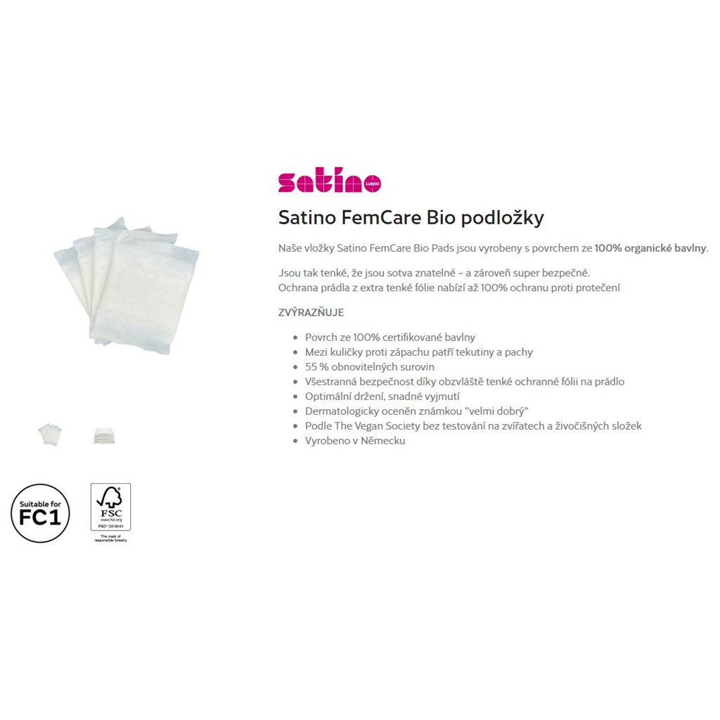 Satino FemCare BIO dámské vložky 1karton(12x16bal) FC1