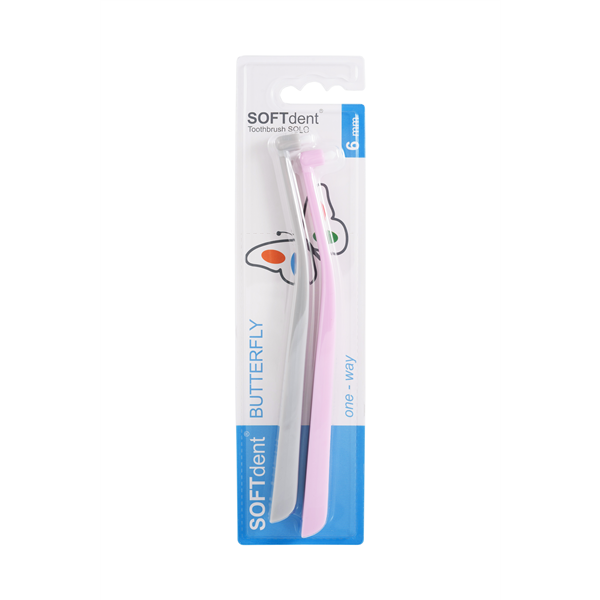Zubní kartáček jednosvazkový SOFTdent® Butterfly SOLO, 2 ks