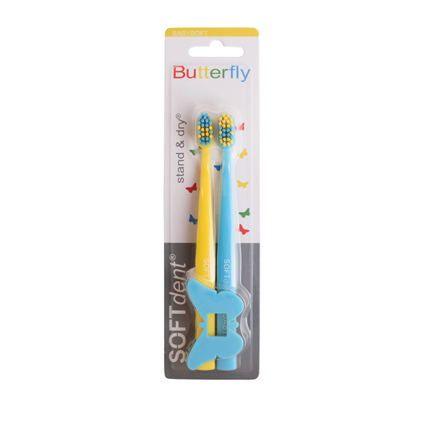 Zubní kartáček SOFTdent Butterfly KIDS STAND DRY 2ks
