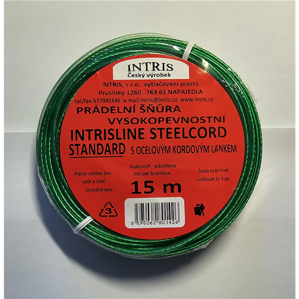 Šňůra na prádlo s ocelovým lankem Intrisline standart 15m