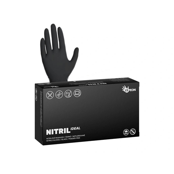 Nitrilové rukavice NITRIL IDEAL 100 ks, nepudrované, černé, velikost S