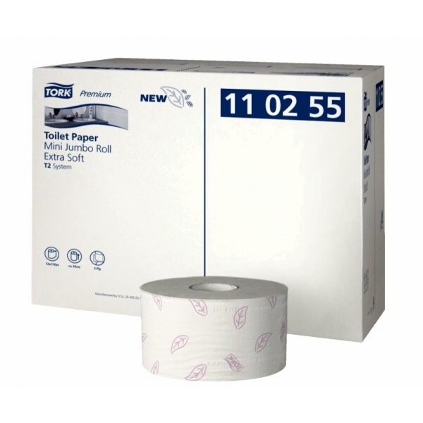 Tork Mini Jumbo toaletní papír 3-vrstvý extra jemný, Premium, Celulóza + recykl, Bílá, 9,7 x 20 cm, 