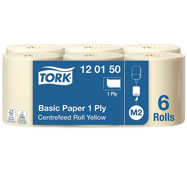 Tork Basic utěrka, 1 vrstva, Recykl, Žlutá, 20,5 cm*, 300 m, (6 ks v balení), M2