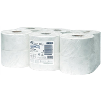 Tork Mini Jumbo toaletní papír, Advanced, Recykl, Bílá, 9,4 x 20 cm, 170 m / 850 útržků, (12 ks v ba