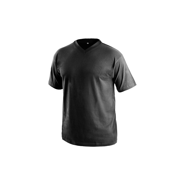 Tričko s krátkým rukávem DALTON, výstřih do V, černá, vel. M