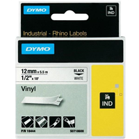 DYMO vinylová páska RHINO D1 12 mm x 5,5 m, černá na bílé 