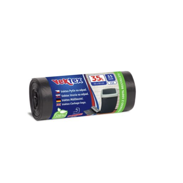 Sáčky na odpadky extra pevné 35L - 15 ks, černé