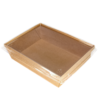 Papírový box / miska EKO na salát 800ml 170x135x48 mm hnědý s transp. víčkem 50ks