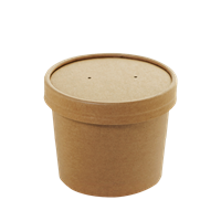 Papírová miska EKO na polévku 230 ml kraft s papírovým víčkem 25ks