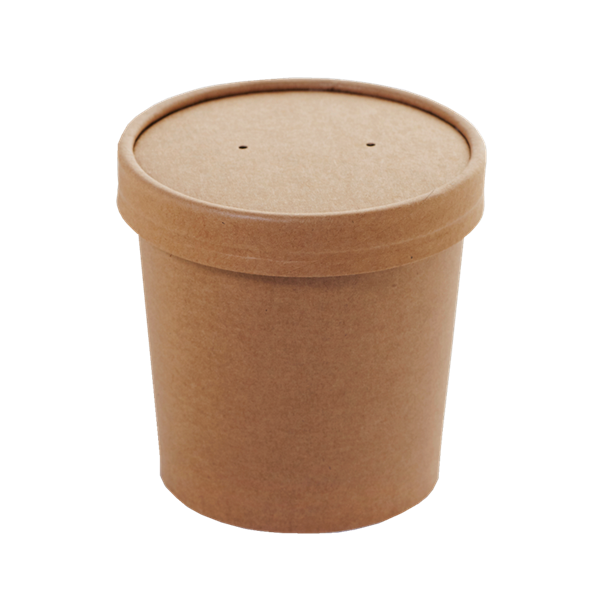 Papírová miska EKO na polévku 445 ml kraft s papírovým víčkem 250 ks