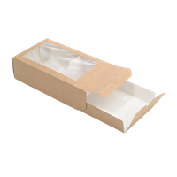 Papírová krabička EKO na makronky 180x110x55 mm hnědá s ok. 50ks