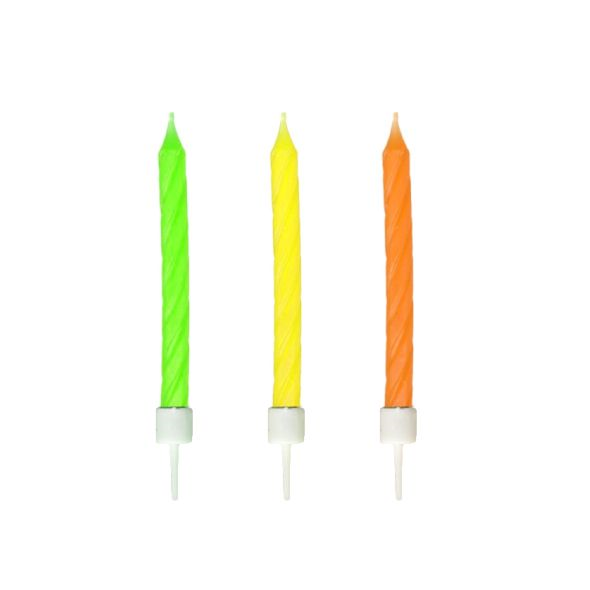 Narozeninové svíčky neon se stojánkem 60 mm [12 ks]