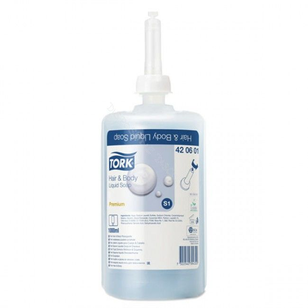 Tork mýdlo tekuté na vlasy a tělo, Premium, Modrá, 1000 ml, 1000 dávek, S1