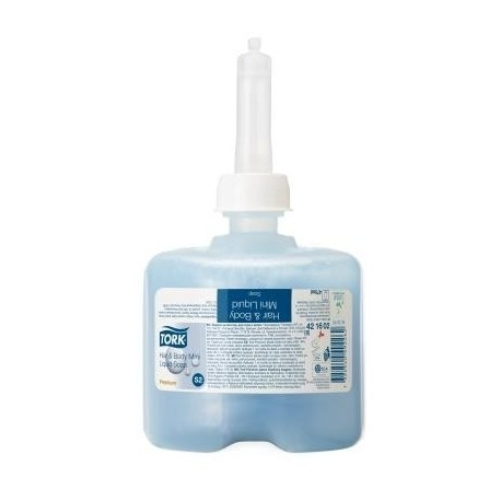 Tork Mini mýdlo tekuté na vlasy a tělo, Premium, Modrá, 475 ml, 475 dávek, S2