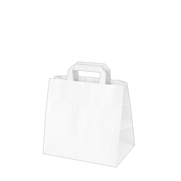 Papírové tašky 26+17 x 25 cm bílé [50 ks]