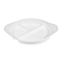 Talíř s oušky dělený na 3 porce, bílý (PP) ? 22 cm [100 ks]