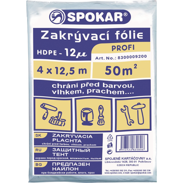 Zakrývací fólie 4x12,5m HDPE-12MY