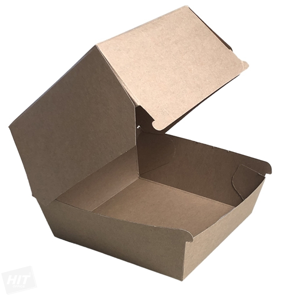 Burger box KRAFT 11 x 11 x 9 cm (50 ks) s tukovou bariérou, FSC Mix
