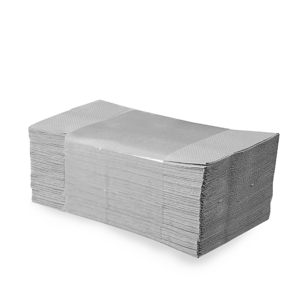 Skládané ručníky ZZ šedé, 1 vrstva, recykl, 25x23cm, 9,5 kg