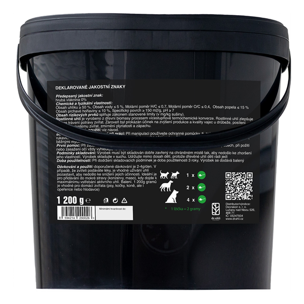 Biochar 1200g - prášek, aktivní uhlí pro zvířata