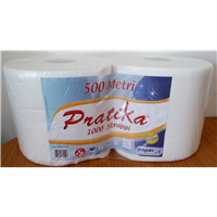 Průmyslová role Pratika, bílá, 2 vrstvá, celulóza, 25 cm výška, 250 m, 2 ks v balení