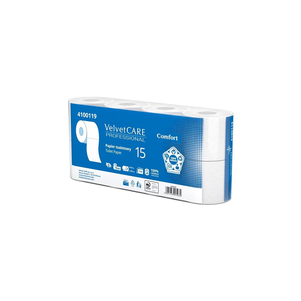 Toaletní papír Velvet COMFORT 15m, 2vr, celulóza (8rol/bal, 48rol/pack)