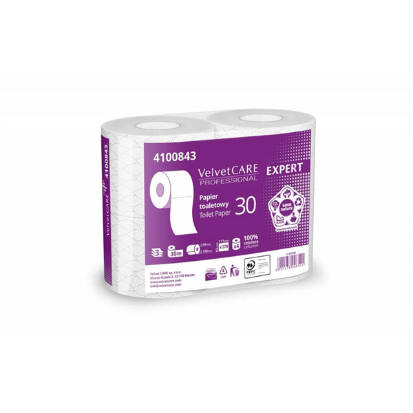 Toaletní papír Velvet EXPERT 30m, 3vr, celulóza (4rol/bal, 36rol/pack)