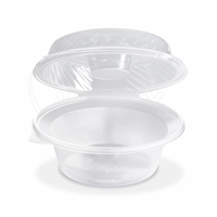 Salátová miska průhledná s víčkem na dresink misku, 2100ml (PP)[25 ks]