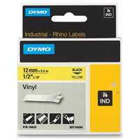 DYMO vinylová páska RHINO D1 12 mm x 5,5 m, černá na žluté 