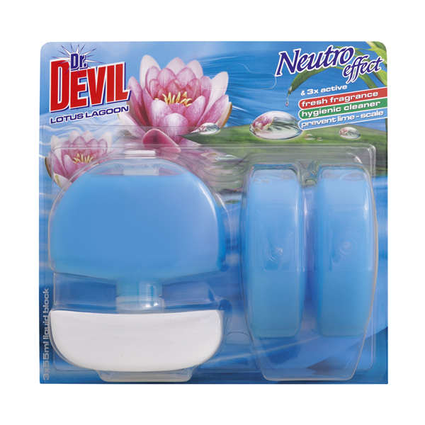 Dr. Devil 3v1 tekutý WC blok Neutro effect 3x55 ml Lotus Lagoon