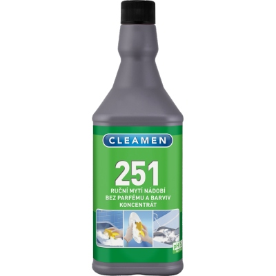 CLEAMEN 251 ruční mytí nádobí koncentrát, bez parfémů a barviv 1 L