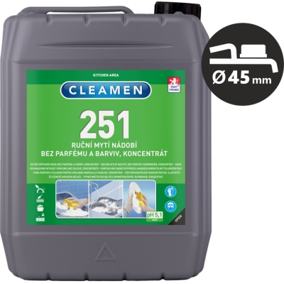 CLEAMEN 251 ruční mytí nádobí koncentrát, bez parfémů a barviv 5 L