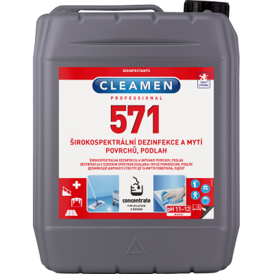 CLEAMEN 571 concentrat širokospektrální dezinfekce a mytí povrchů, podlah 5L