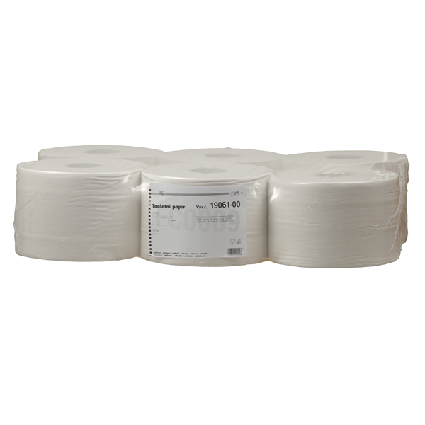 Toaletní papír JUMBO 190, 2 vrstvy, celulóza, 200m s perforací a střed. odvinem  (6 ks v balení)