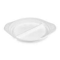 Talíř s oušky dělený na 2 porce, bílý (PP) ? 22 cm [100 ks]